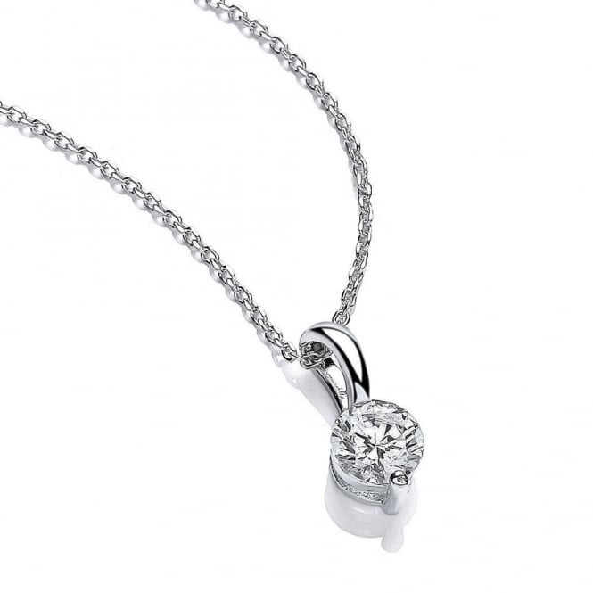 Sterling Silver Flash Solitaire Pendant & Chain Created with Swarovski Zirconia