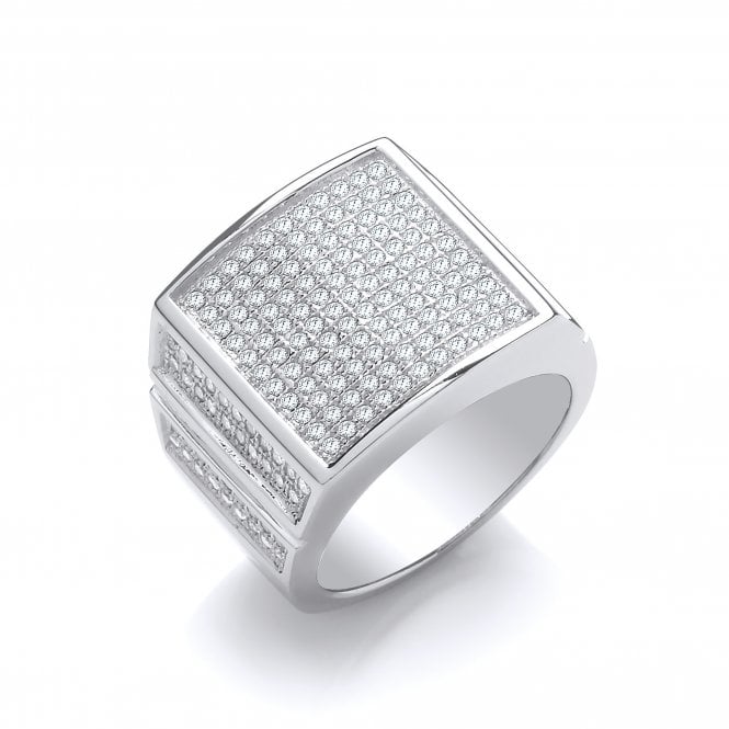 Sterling Silver Frosted Pave Ring Created with Swarovski Zirconia