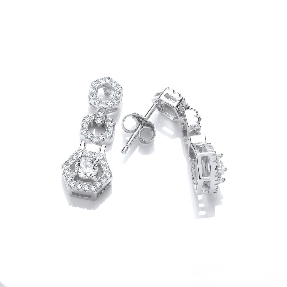 Sterling Silver Geometric Drop Earrings Created with Swarovski Zirconia