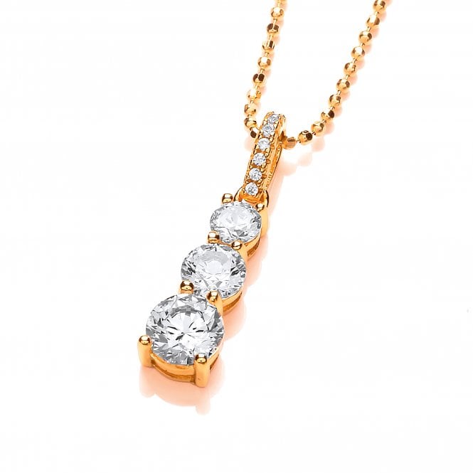 Sterling Silver Gold Plated Trio Drop Pendant & Chain Created with Swarovski Zirconia