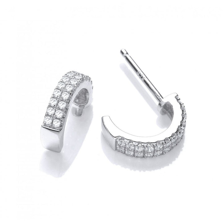 Sterling Silver Half Hoop Earrings Created with Swarovski Zirconia