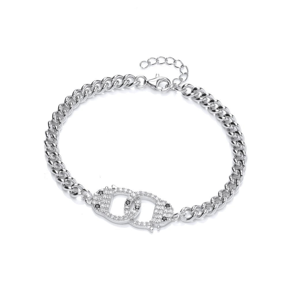 Sterling Silver Handcuffs Curb Chain Bracelet