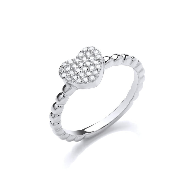 Sterling Silver Heart Bubble Ring Created with Swarovski Zirconia