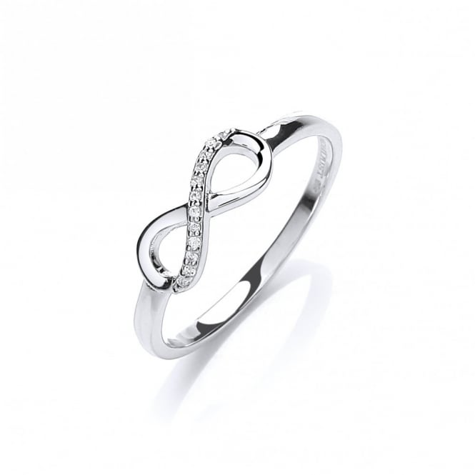 Sterling Silver Infinity Ring Created with Swarovski Zirconia Pave Set