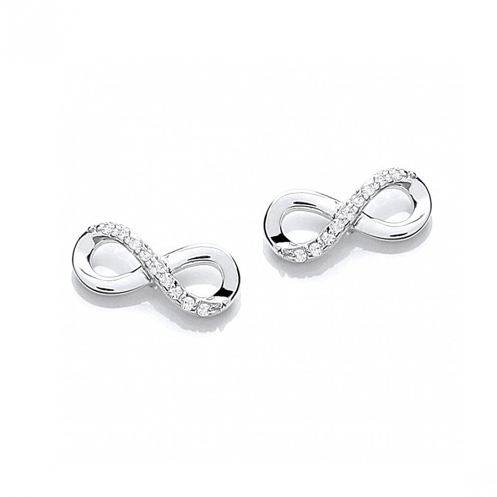 Sterling Silver Infinity Stud Earrings Pave Set Created with Swarovski Zirconia