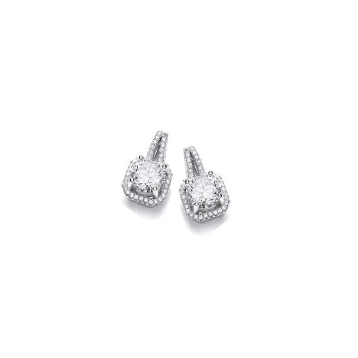 Sterling Silver Ornate Square Cluster Stud Earrings Created with Swarovski Zirconia