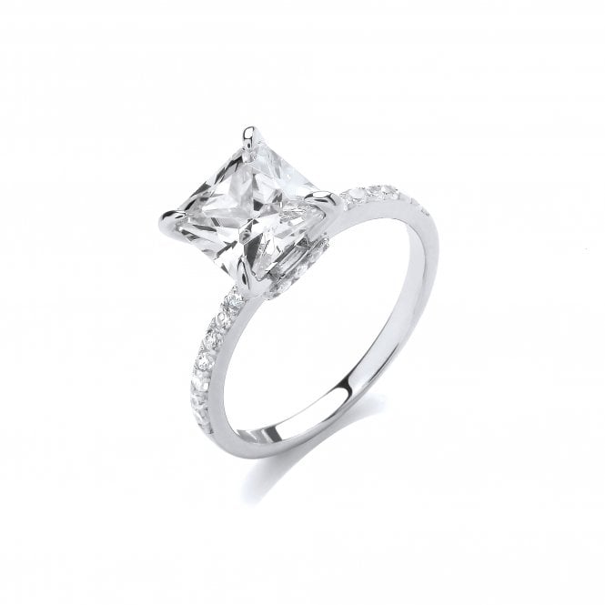 Sterling Silver Princess Cut Solitaire Ring