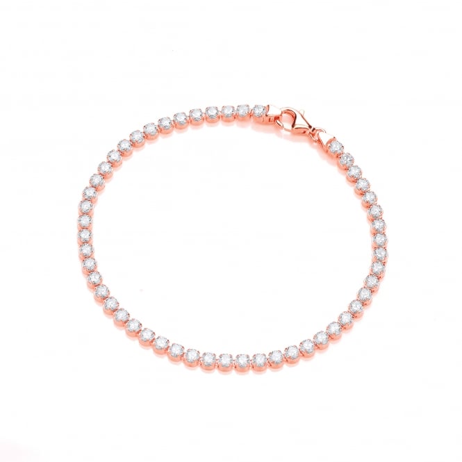 Sterling Silver & Rose Gold Plated Classic Fine Tennis Bracelet Created with Swarovski Zirconia
