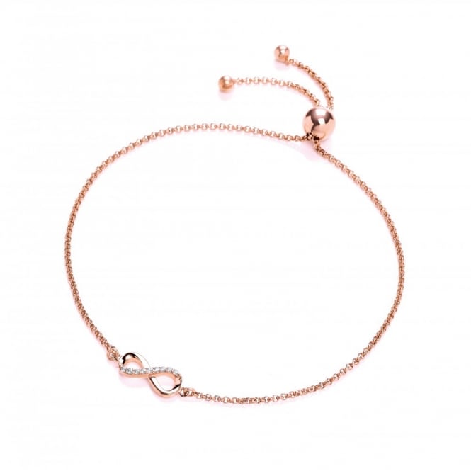 Sterling Silver & Rose Gold Plated Infinity Friendship Bracelet Created with Swarovski Zirconia