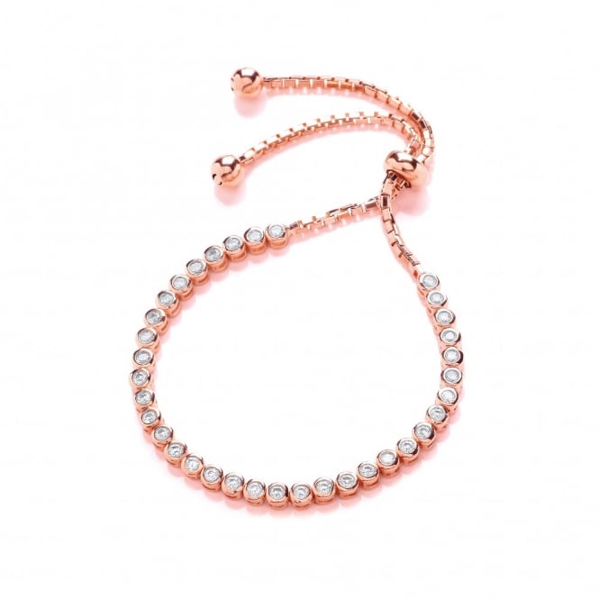 Sterling Silver & Rose Gold Plated Tennis Friendship Bracelet Created with Swarovski Zirconia