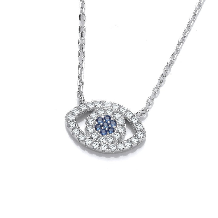 Sterling Silver Rounded Evil Eye Necklace