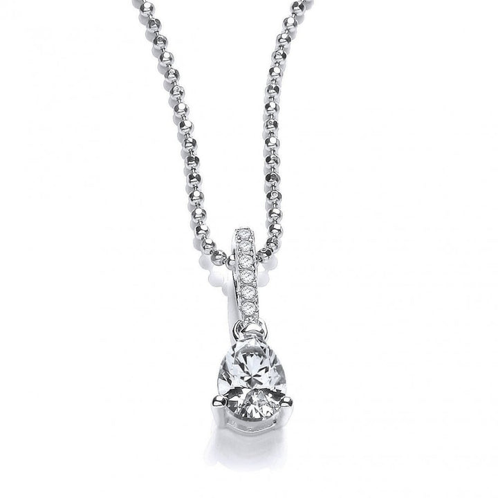 Sterling Silver Simple Tear Drop Shaped Drop Pendant & Chain Created with Swarovski Zirconia