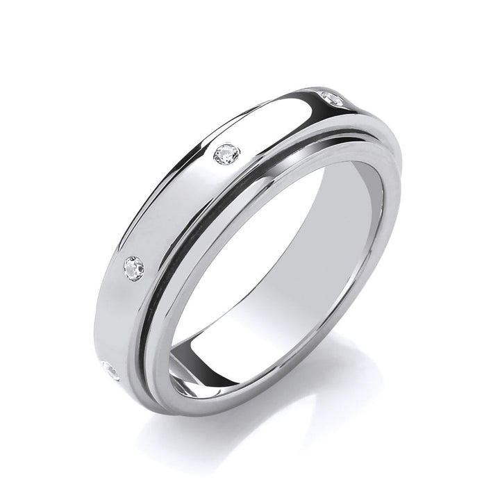 Sterling Silver Spinner Ring Band Created with Swarovski Zirconia