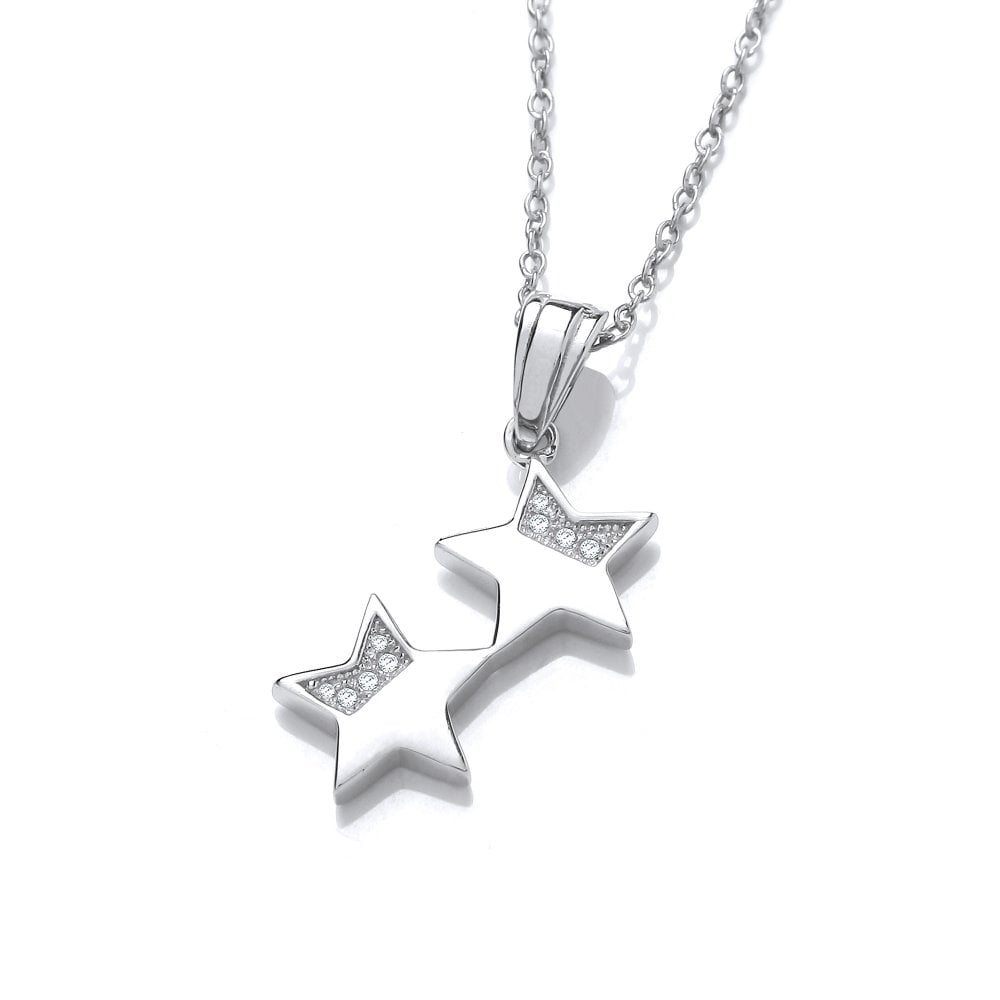Sterling Silver Stars Pendant & Chain Created with Swarovski Zirconia