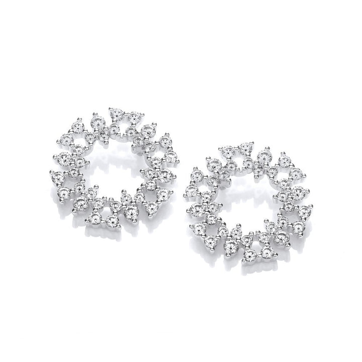 Sterling Silver Studded Circle of Life Earrings Created with Swarovski Zirconia
