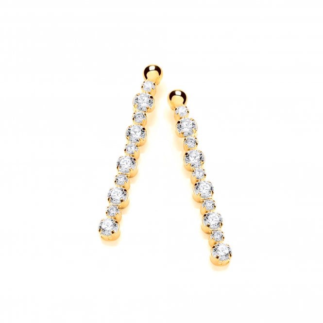 Sterling Silver Yellow Gold Plated Fine Drop Earrings Created with Swarovski Zirconia