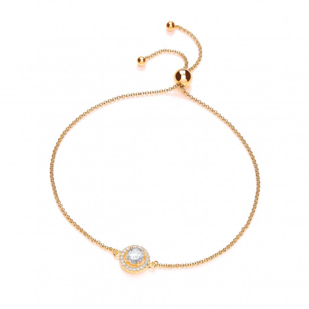 Sterling Silver & Yellow Gold Plated Halo Friendship Bracelet Created with Swarovski Zirconia