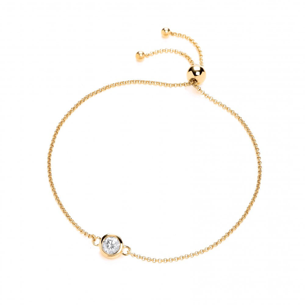 Sterling Silver & Yellow Gold Plated Solitaire Friendship Bracelet Created with Swarovski Zirconia