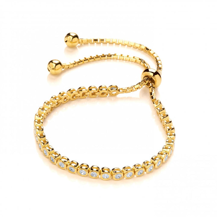 Sterling Silver & Yellow Gold Plated Tennis Friendship Bracelet Created with Swarovski Zirconia