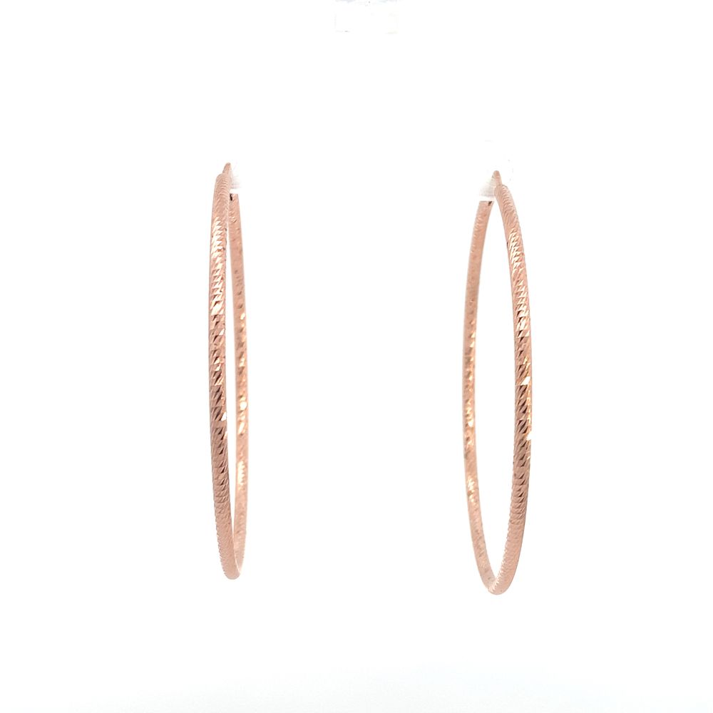 Sterling Silver Rose Gold Plated Diamond Cut 65mm Hoop Earrings