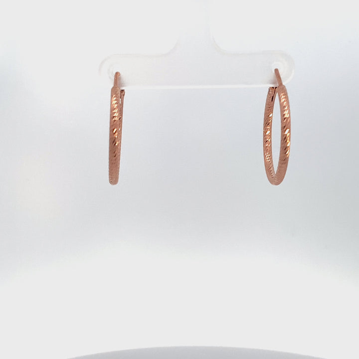 Sterling Silver & Rose Gold Plated Diamond Cut 25mm Hoop Earrings