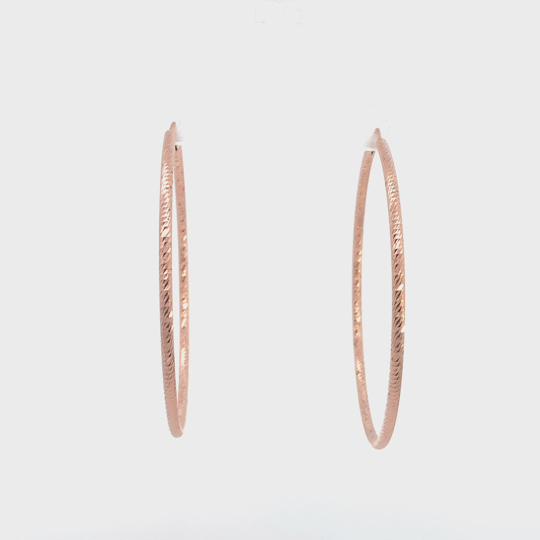 Sterling Silver Rose Gold Plated Diamond Cut 65mm Hoop Earrings