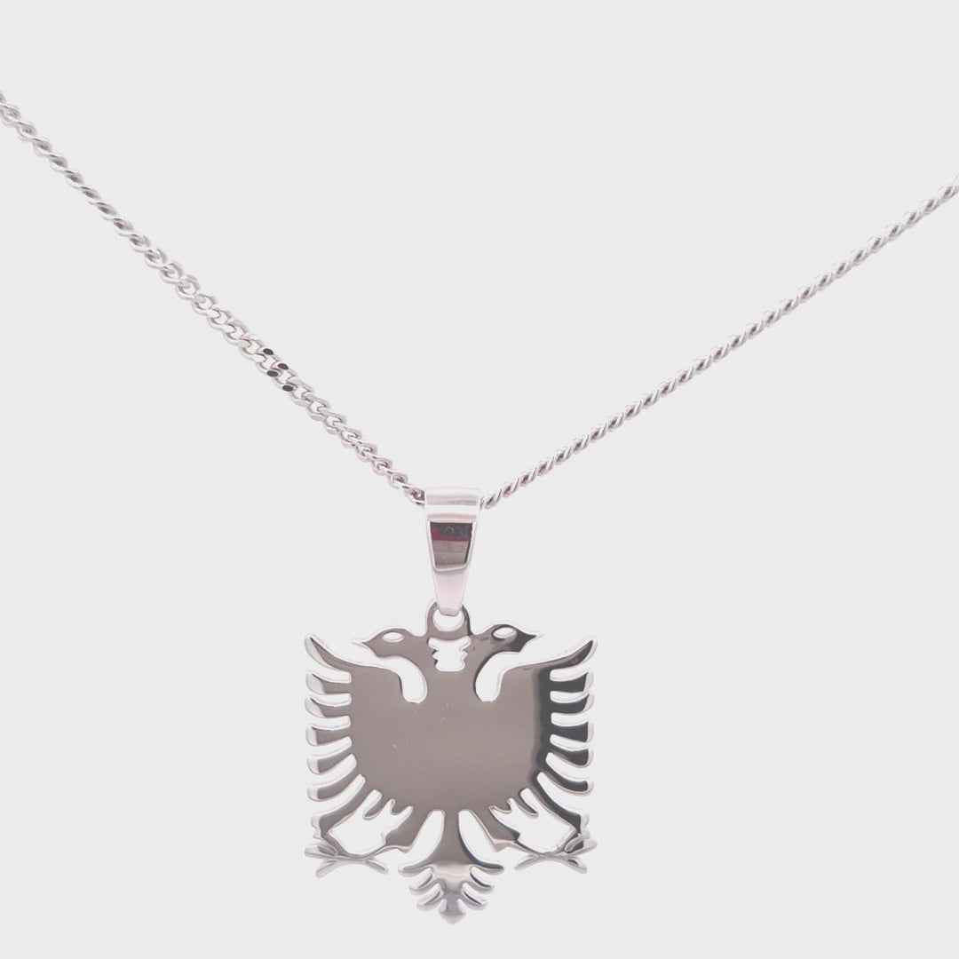 STERLING SILVER ALBANIAN EAGLE PENDANT AND CHAIN