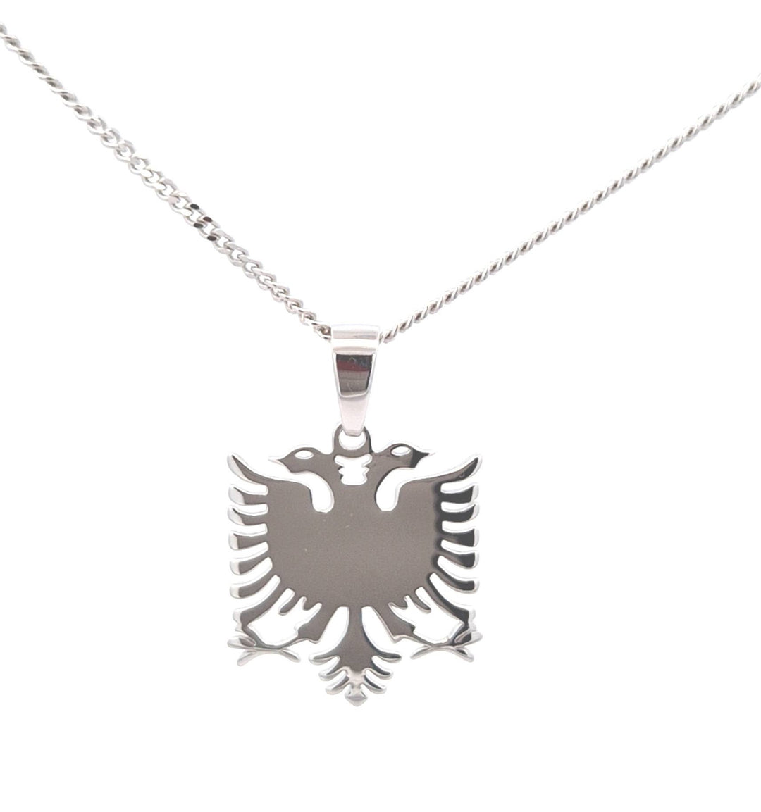 STERLING SILVER ALBANIAN EAGLE PENDANT AND CHAIN